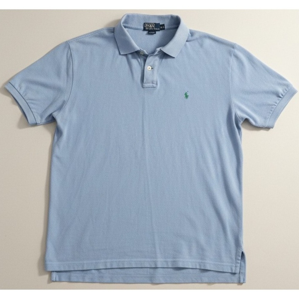 Polo Ralph Lauren Mens XXXL Light Blue Short Sleeve Polo Shirt Green Pony Logo